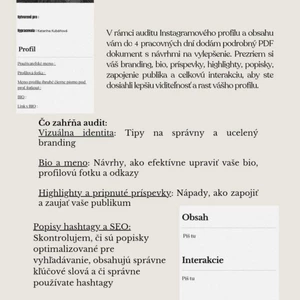 Na mieru PDF AUDIT INSTAGRAMOVÉHO PROFILU