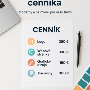 Grafický návrh cenníka pre Vašu firmu – moderný a prehľadný