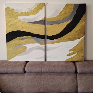 Maľovaný obraz Zlaté vlny    2x 90x60