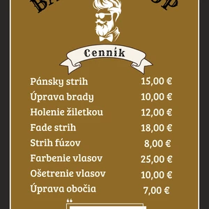 Profesionálny cenník pre barbershop – šablóna v Canve