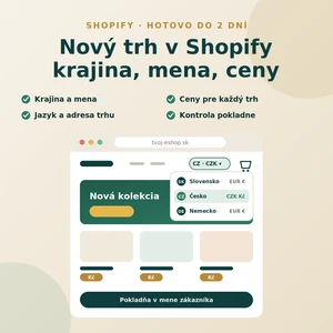 Nastavím nový trh v Shopify - krajina / mena / ceny