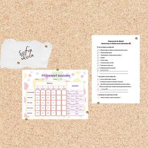 Rozvrh hodín a krúžkov a checklist čo so sebou do školy