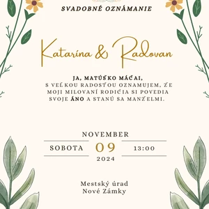 Svadobné oznámenia na mieru s láskou a detailom