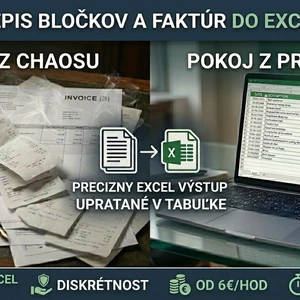 ​Precízne spracovanie dokladov a dát do Excelu balík do 40 položiek