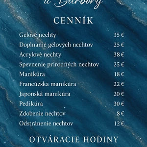 Návrh cenníka alebo otváracích hodín