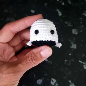 Háčkovaná velryba bílo-černá - černé oči 6mm