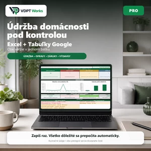 Dodám plánovač údržby domácnosti PRO pre Excel a Tabuľky Google