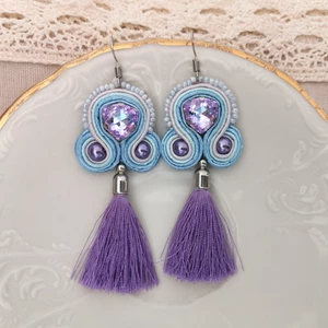 Soutache náušnice fialovo-modré
