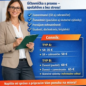 Vypracujem daňové priznanie FO Typ A a B – skúsený účtovník