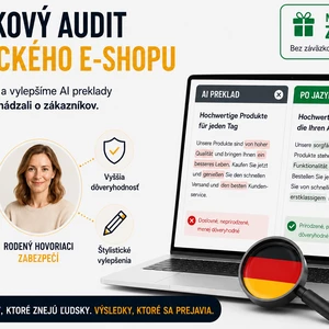 Kontrola AI prekladov nemeckej verzie e-shopu