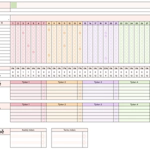 Plánovač v tabulkách - pastelový