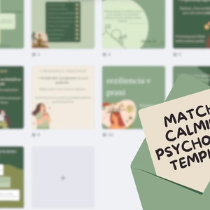 Canva matcha šablóna s nádychom pokoja a psychologickou tématikou